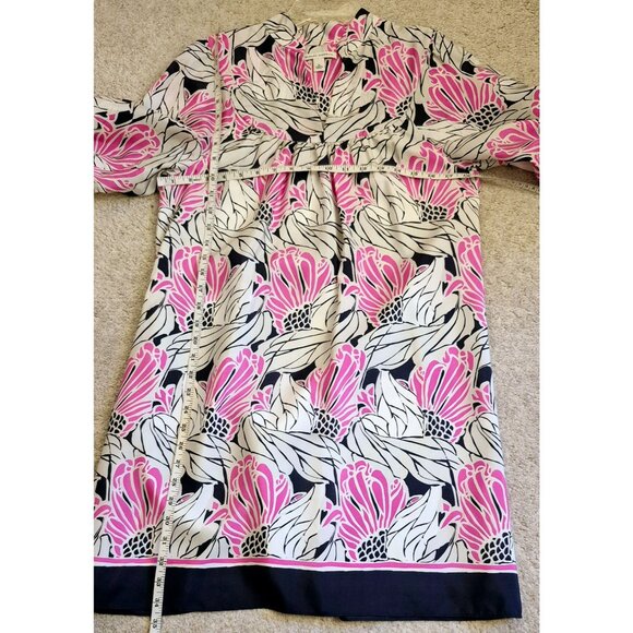 Banana Republic 100% Silk Printed Puff Sleeve Relaxed Fit Shift Dress Sz M EUC - Picture 4 of 7
